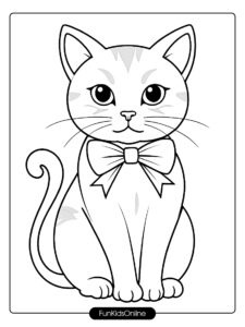 Elegant Cat with Accessories Coloring Page tn