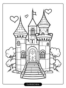 Fairy Tale Castle with Heart Windows and Staircase