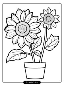 Potted Sunflower Line Art