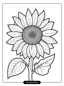 Sunflower with Caterpillar Line Art