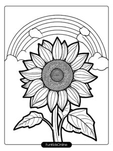 Sunflower with Rainbow Drawing