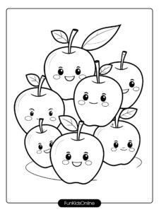 Apple Family Coloring Page with Expressions