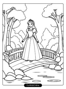 Bridge and Princess Coloring Page for Kids