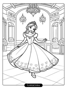 Princess Dancing in Ballroom Coloring Page