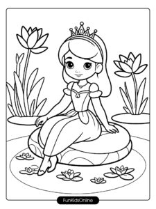 Princess and Frog Coloring Page