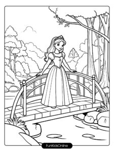 Princess on Bridge Coloring Page