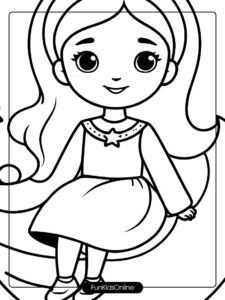 Princess on Moon Coloring Page