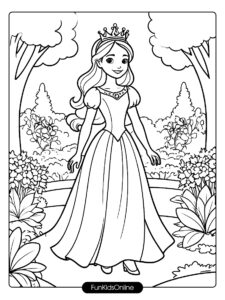 Princess with Crown in Garden