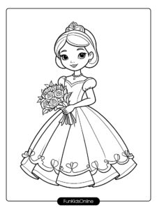 Princess with Flowers Coloring Page