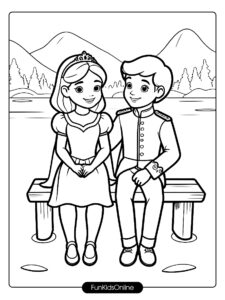 Royal Couple in Garden Coloring Page