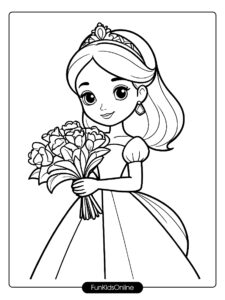 Simple Princess Bouquet Coloring Page