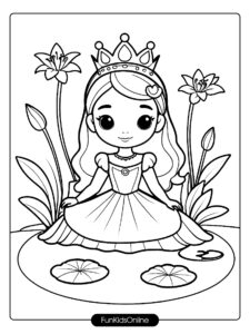 Simple Princess by Pond Coloring Page