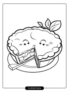 Smiling Apple Pie Coloring Page for Kids