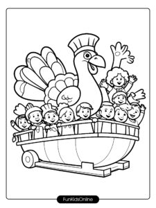 Children Waving from Parade Float Coloring Page tn