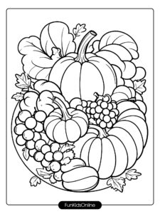 Classic Thanksgiving Cornucopia Coloring Page tn