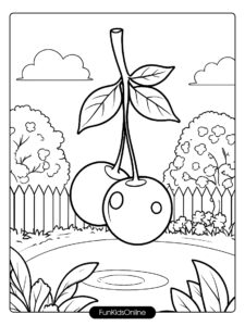 Cute cherry themed coloring pages for children tn