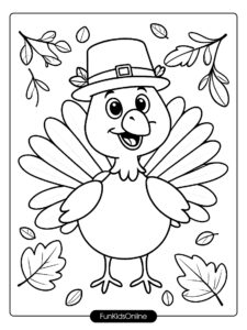 Happy Turkey Coloring Page tn