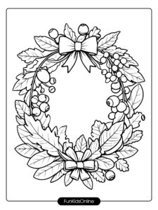 Simple Thanksgiving Wreath Coloring Page tn