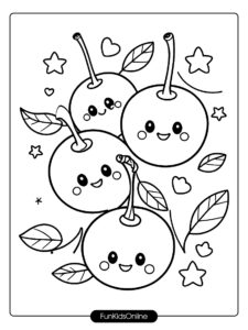 Simple cherry coloring designs for young kids tn