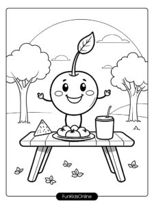 Smiling Cherry Coloring Page tn