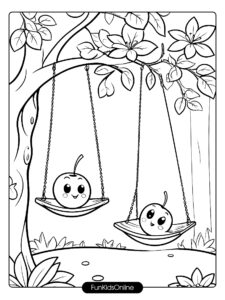 Swinging Cherries Coloring Page tn