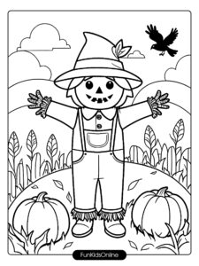 Thanksgiving Scarecrow Coloring Page tn