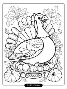 line drawing of a Thanksgiving turkey coloring ideas tn